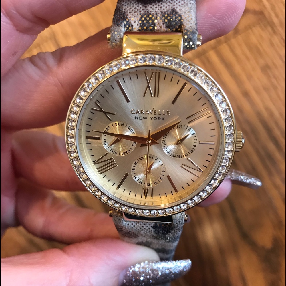 Gorgeous gold with a leopard band watch